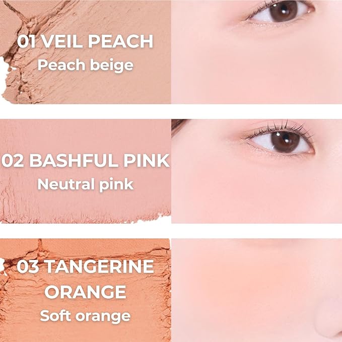 ABOUT TONE Fluffy Wear Blusher - Pressed Powder Cheek Blush with Airy and Soft Matte Blurring Finish Blendable & Buildable Natural Color Korean Makeup Vegan (10 BUBBLY ORANGE PEACH)