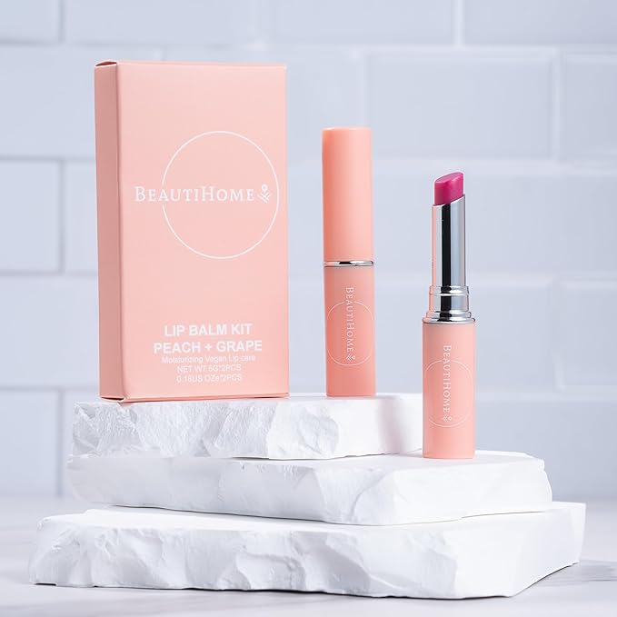 Tinted Lip Balm set of 2- Slightly Pigmented Vegan Lip Tint Balm for Women, Moisturizing & Nourishing Formula with Vitamin E