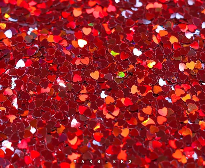 MARBLERS [Heart] Shape Glitter for Body & Face 0.11oz (3g) | Flake | Non-Toxic | Vegan | Cruelty-Free | Eyeshadow, Nail Polish, Nail Art | Festival, Rave & Party Makeup | Body & Face