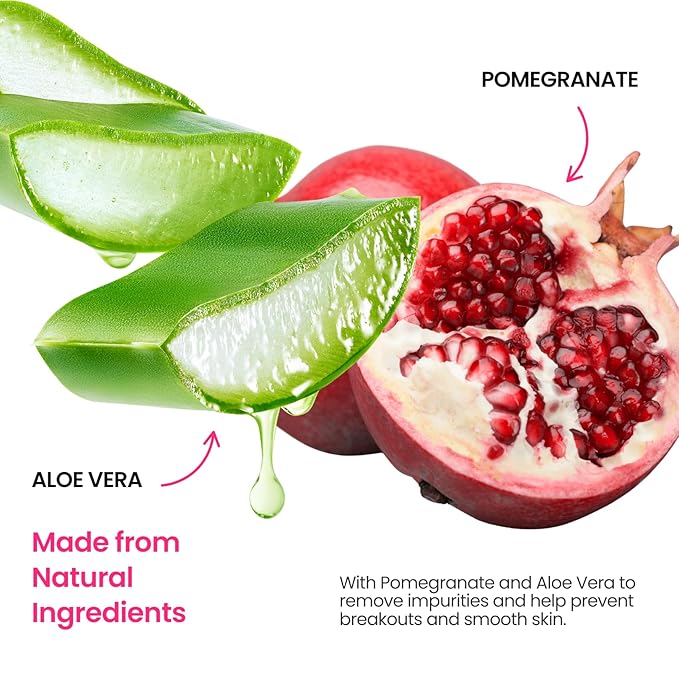 WooWoo Natural Pomegranate Body Scrub - Exfoliating Vegan Formula with Pumice & Aloe Vera | Smooths Skin, Helps Hyperpigmentation & Prevents Ingrown Hairs | 5 oz (150 ml)