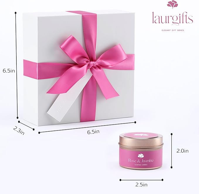 Spa Gift Set for Women – Rose & Jasmine Candle Gift Set with Bath Treats – Birthday Gift Basket for Women, Mom or Friend – Relaxing Self Care Spa Box