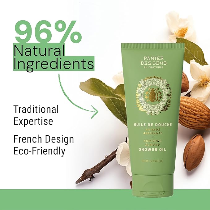 Panier des Sens - Almond Moisturizing Body Wash for Women & Men - Gentle Shower Gel with 96% Natural Ingredients for Normal & Sensitive Skin - Body Care Made in France, SLS Free, Vegan - 6.8 Fl Oz