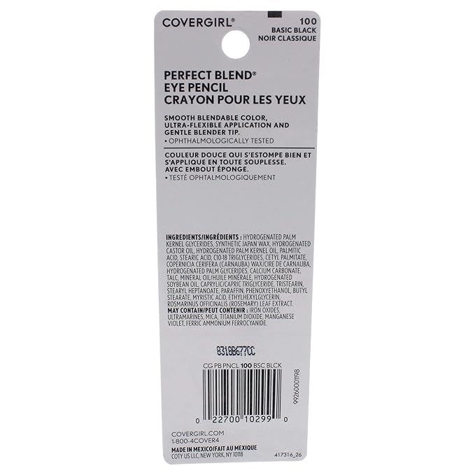COVERGIRL Perfect Blend Eyeliner Pencil, Basic Black, Eyeliner Pencil with Blending Tip For Precise or Smudged Look (Pack of 2)