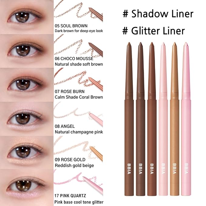 BBIA Last Auto Gel Eyeliner 17 Color – Multi-Use Longwear & Waterproof Mechanical Eye Liner Easy Drawing with Smooth Texture Smudge-Resistant Shadow & Glitter Vegan Korea Eye Makeup (05 SOUL BROWN)