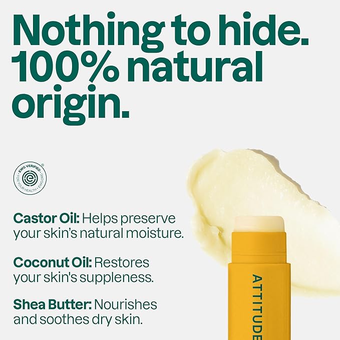 ATTITUDE Lip Balm Duo, EWG Verified, Naturally Derived Moisturizing Lip Care with Castor Oil, Coconut Oil & Shea Butter, Vegan, Exotic Flavor, 0.14 Oz (Pack of 2)