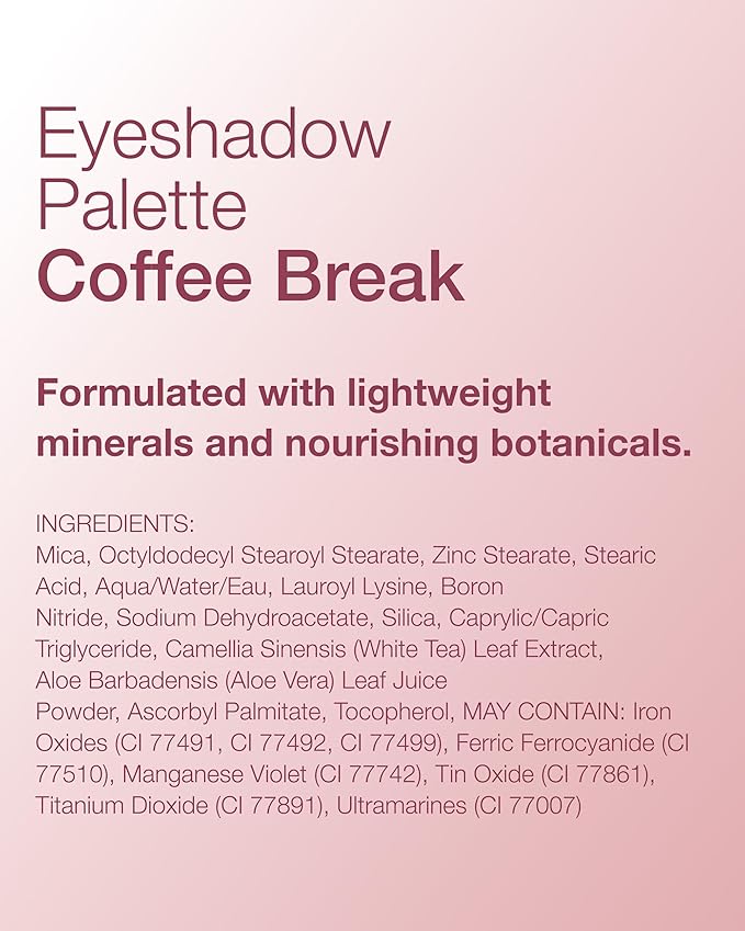 Mineral Fusion Eyeshadow Palette | Vegan Eye Makeup with Matte, Satin, and Shimmer Finishes | Natural, Lightweight Formula (Coffee Break)