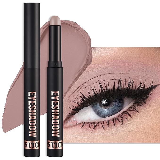 Erinde Cream Matte Eyeshadow Stick, Light Taupe Eye Shadow Sticks, Cream to Powder Eyeshadow Crayon, Buildable & Blendable Long-Lasting Waterproof Eye Shadow Stick, Vegan & Cruelty-Free, 19