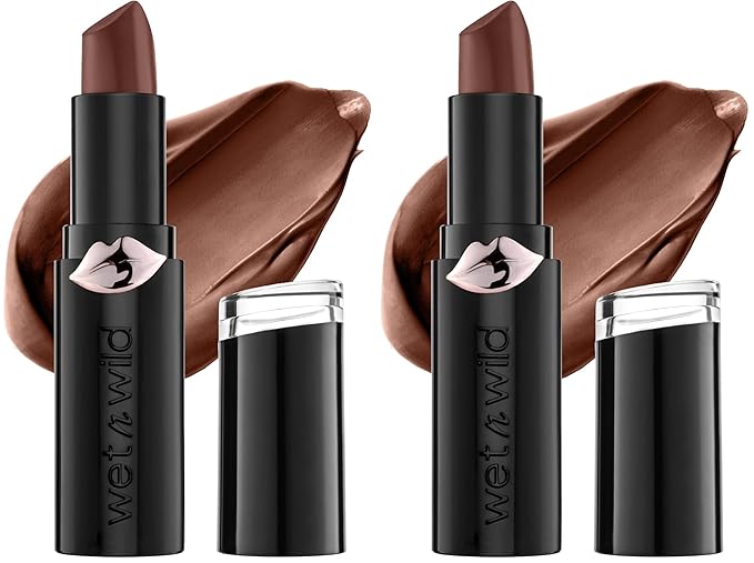 wet n wild Mega Last Matte Lip Color, Semi Matte Hyaluronic Acid Infused, Long Lasting Full Coverage for a Nourishing Pout, Cruelty-Free & Vegan - Mochalicious (Pack of 2)