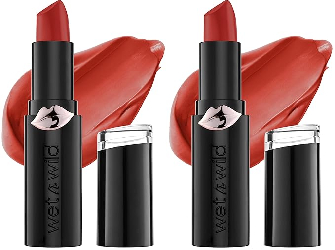 wet n wild Mega Last Matte Lip Color, Semi Matte Hyaluronic Acid Infused, Long Lasting Full Coverage for a Nourishing Pout, Cruelty-Free & Vegan - Red Velvet (Pack of 2)