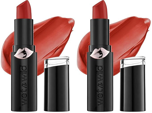 wet n wild Mega Last Matte Lip Color, Semi Matte Hyaluronic Acid Infused, Long Lasting Full Coverage for a Nourishing Pout, Cruelty-Free & Vegan - Red Velvet (Pack of 2)
