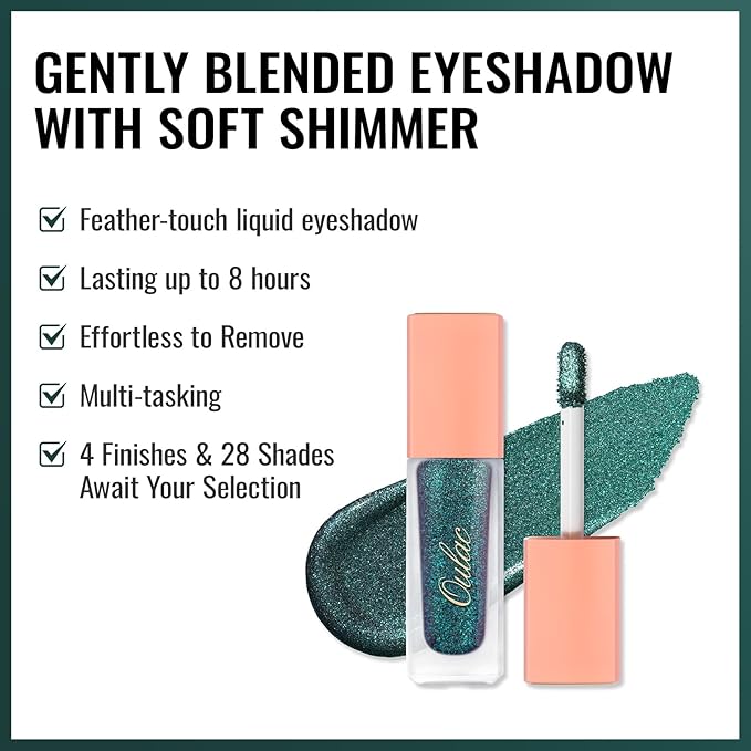 Oulac Liquid Glitter Eyeshadow Liquid Eyeshadow Green Eye shadow Shimmer Liquid Eyeliner Non-sticky One-Swipe Coverage with Quick-Drying Crease-resistant Formula.Vegan & Cruelty-Free.(11)