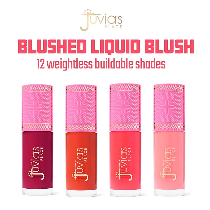 Juvia's Place Blushed Liquid Blush RoseyPosey - Dewy Tint Cheeks Makeup Glow Pigment Effortless Beauty Long Lasting Cosmetics Soft Creamy Natural Buildable All Skin Color Light Flawless Finish Blend