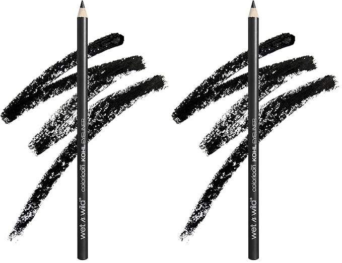 wet n wild Color Icon Kohl Eyeliner Pencil - Rich Hyper-Pigmented Color,Smooth Creamy Application,Long-Wearing Matte Finish Versatility,Cruelty-Free - Baby's Got Black,(Pack of 2)