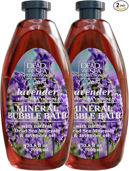 Dead Sea Collection Bubble Bath with Lavender for Women and Men - Lavender Oil and Pure Dead Sea Minerals - Nourishing and Moisturizing Skin - Pack of 2 (67.6 fl.oz)