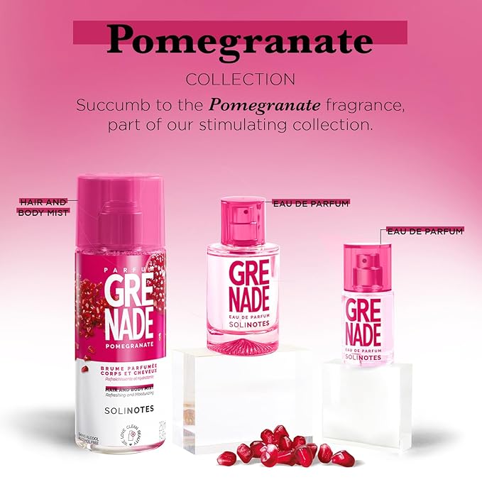 Solinotes Pomegranate Body Mist–Alcohol-Free, Long-Lasting Fragrance Spray with Pomegranate, Fruity Citrus Scent – Clean, Cruelty-Free Hair & Body Perfume Spray for Women (8.45 Fl Oz)