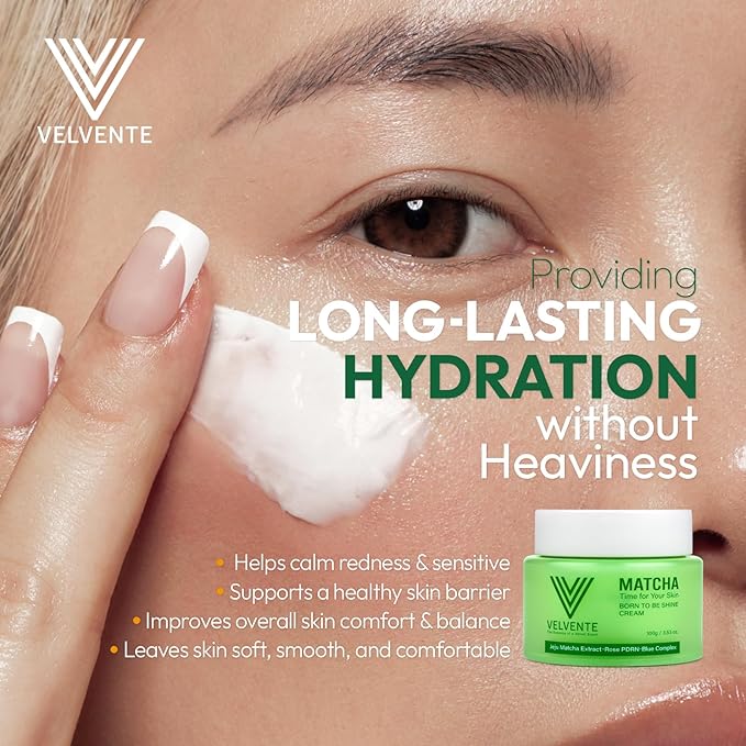 Matcha Hydrating Facial Moisturizer, Rose PDRN All-in-One Skin Face Cream for Redness, Dark Spot, Acne-Prone Skin, Brightening, Anti-Aging, Barrier Support Cream, Korean Skincare 3.53 oz