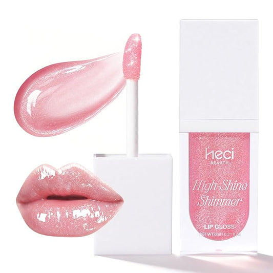 Glitter Lip Gloss –Nourishing and Hydrating with High-Shine Glimmer Finish & Sheer Wash Of Color, Strawberry Scent, Non-Sticky, Vegan & Cruelty-free, Candy Pink 0.21 fl oz