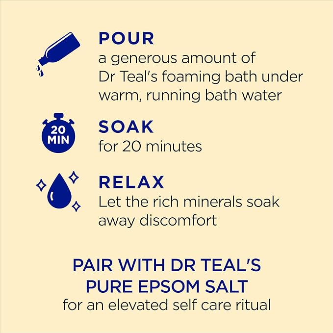 Dr Teal's Foaming Bath with Pure Epsom Salt, Prebiotic Lemon Balm & Essential Oils, 34 fl oz (Pack of 4)