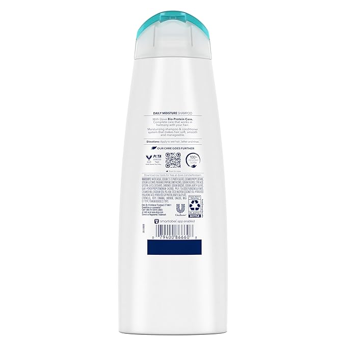 Dove Nutritive Solutions Moisturizing Shampoo for Dry Hair Daily Moisture with Pro-Moisture Complex for Manageable and Smooth Hair 12 oz,(Pack of 8)