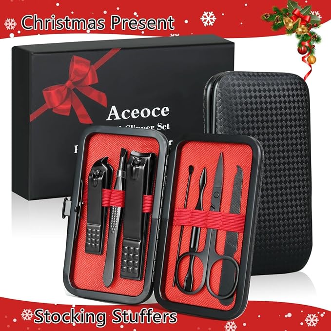 Manicure set Men Personal Care Tools Accessories Finger and Toe Nail Clippers Set Professional Manicure Pedicure Kit With Travel Case Nail Grooming Kit Gifts for Men Women Father Mother