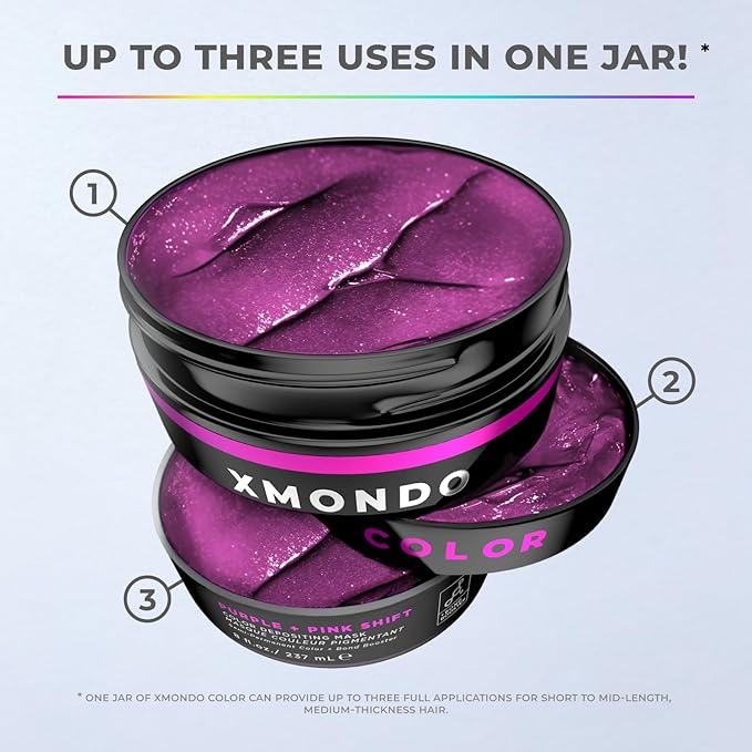 XMONDO Color Purple + Pink Shade Shift Mask – Semi-Permanent Dye with Bond Booster & Hyaluronic Acid, 8 oz
