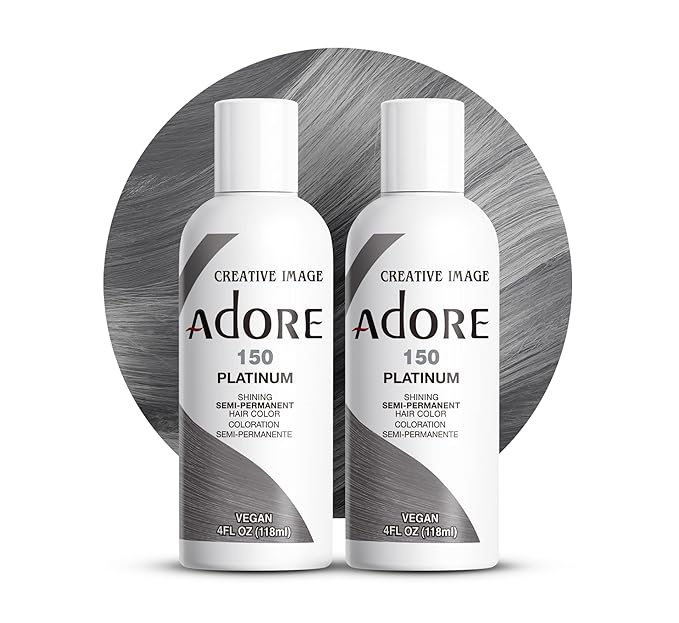 Adore Semi Permanent Hair Color (150 Platinum) (2 Pack) | Vegan & Cruelty-Free Grey Hair Dye | No Ammonia, No Peroxide, No Alcohol | 4 Fl Oz