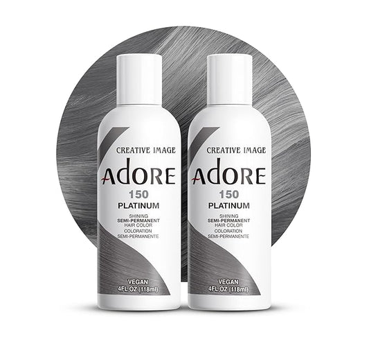 Adore Semi Permanent Hair Color (150 Platinum) (2 Pack) | Vegan & Cruelty-Free Grey Hair Dye | No Ammonia, No Peroxide, No Alcohol | 4 Fl Oz