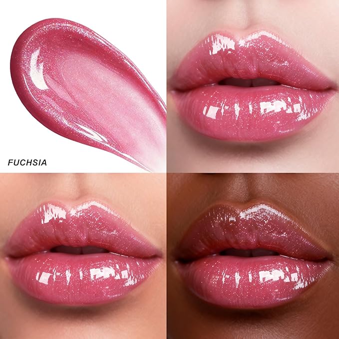 Lip Gloss, Nourishing and Hydrating with High-Shine Glimmer Finish & Sheer Wash Of Color, Vegan & Cruelty-free, 0.21 fl oz (Fuchsia)