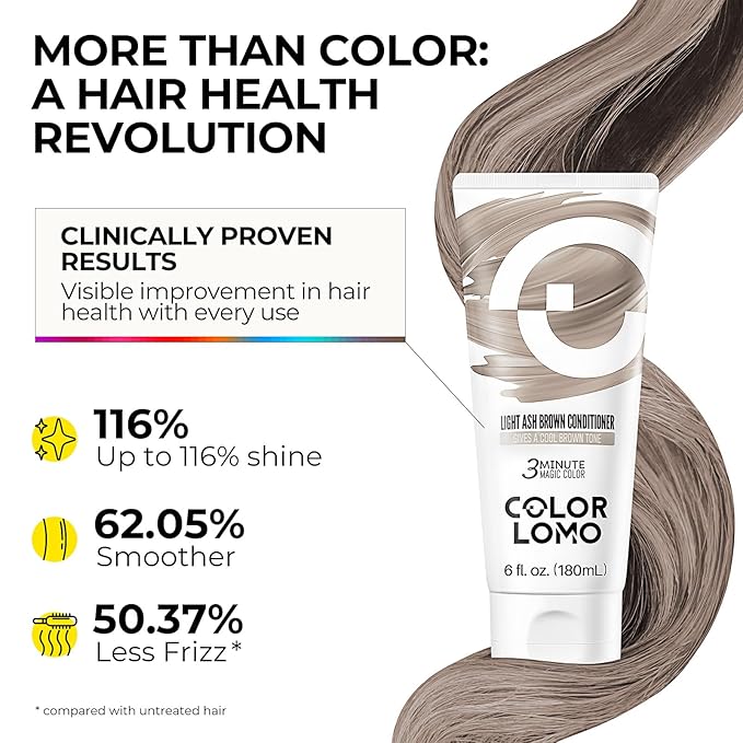 Semi Permanent Hair Color - 6 oz Color Depositing Conditioner with Shea Butter & Almond Oil- Color Conditioner Depositing Hair Mask - Vegan, Paraben, Ammonia & Sulfate Free -Light Ash Brown