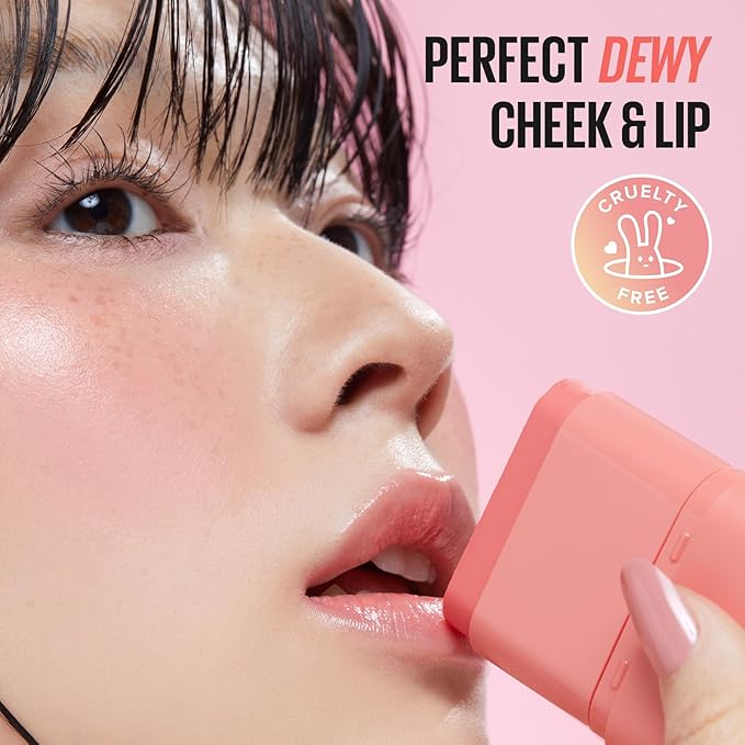KAJA Cheek & Lip - Dewy Bar 02 Strawberry Sorbet | Creamy Blusher and Balm Multi-Stick, 45% Moisturizing Oil, Apple Extract, Vitamin-Hyaluronic Acid Infused, High Shine, Non-Sticky, Easy Blending, 10g