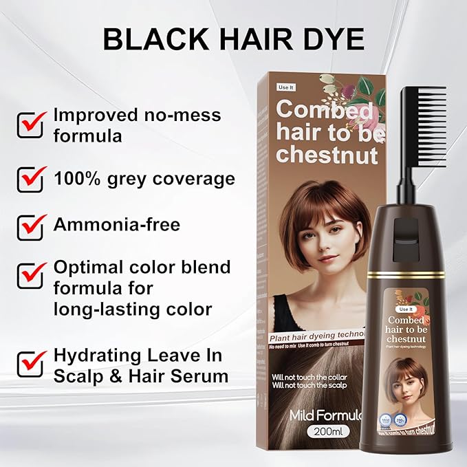 Permanent Hair Color, Permanent Brown Hair Dye （17.64 Ounce） 100% Grey Coverage, Ammonia Free, Vegan, Cruelty Free | Biotin for Thicker, Fuller Hair (Brown, 200ML)