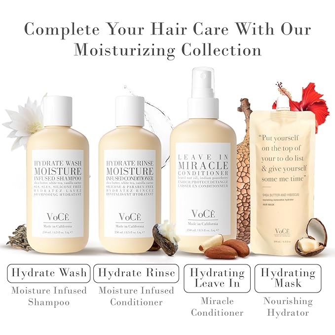 VoCÊ Haircare – Natural Shea Butter & Hibiscus Moisture Hair Mask | Conditioning, Hydrating, Restorative Treatment for Dry Damaged Hair | Non-Toxic, Cruelty-Free, Vegan Haircare (6.8 oz | 200 ml)