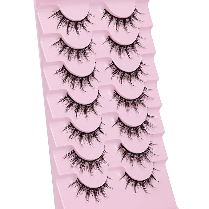 Manga Lashes Natural Look False Eyelashes Anime Lashes Mink Wispy Fluffy Spiky 3D Volume Eyelashes Pack Korean Japanese Asian Cosplay Fake Eyelashes Look Like Individual Cluster 7 Pairs by EYDEVRO