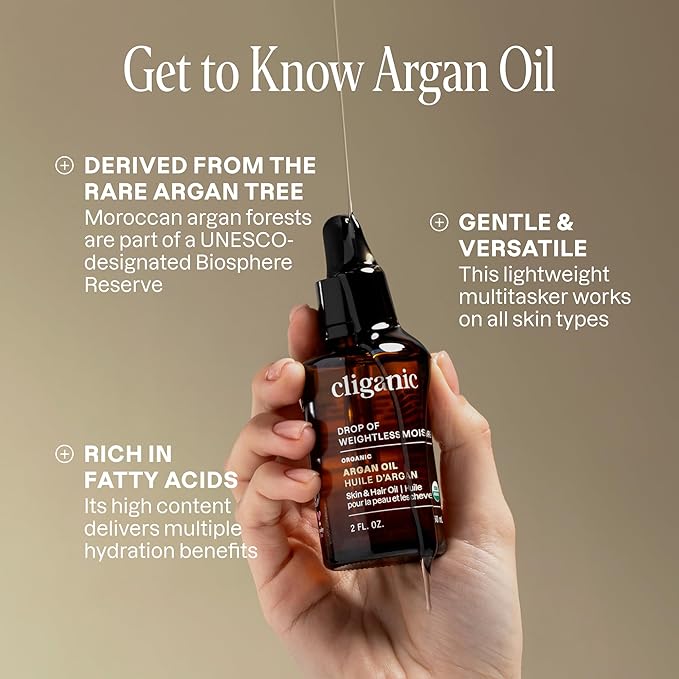 Cliganic Organic Argan Oil Bulk, Gallon Size 128oz, 100% Pure, Non-GMO