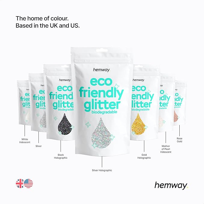 Hemway Eco Friendly Biodegradable Glitter 100g / 3.5oz Bio Cosmetic Safe Sparkle Vegan for Face, Eyeshadow, Body, Hair, Nail and Festival - Fine (1/64" 0.015" 0.4mm) - Gun Metal Grey Holographic