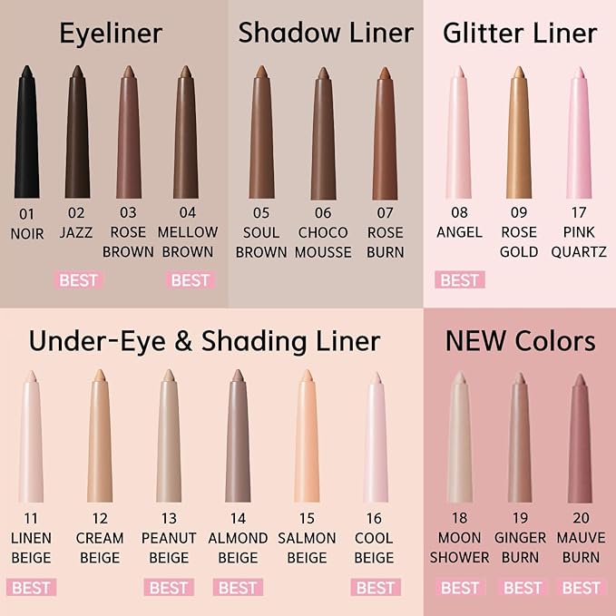BBIA Last Auto Gel Eyeliner 17 Color – Multi-Use Longwear & Waterproof Mechanical Eye Liner Easy Drawing with Smooth Texture Smudge-Resistant Shadow & Glitter Vegan Korea Eye Makeup (13 PEANUT BEIGE)