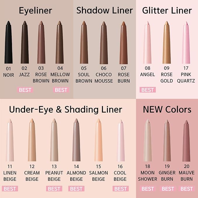 BBIA Last Auto Gel Eyeliner 17 Color – Multi-Use Longwear & Waterproof Mechanical Eye Liner Easy Drawing with Smooth Texture Smudge-Resistant Shadow & Glitter Vegan Korea Eye Makeup (01 NOIR)