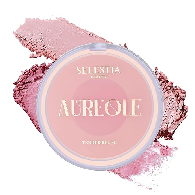 Powder Blush for Cheeks – Duo Aureole – High Pigmented Pink Blush with Matte Finish, Easy-to-Blend, 0.53 oz