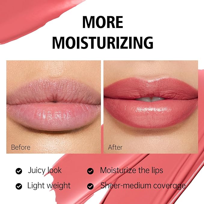 MAKI YIKA 3Pc Moisture Lipsticks for Women Nude Pink Purple Lipstick Hydrate Tinted Lip Balm for Dry Cracked Lips Glossy Lip Color, MA55/62/65