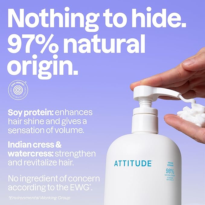 ATTITUDE Extra Gentle Hair Conditioner, Soothes Dry Scalp, Naturally Derived Ingredients, Vegan Detangler, Dermatologically Tested, Unscented, 32 Fl Oz