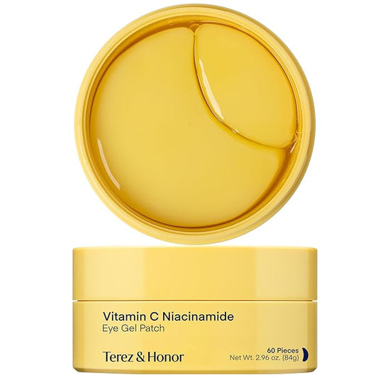 TEREZ & HONOR Vitamin C Eye Patches - 60 Pcs Korean Brightening & Hydrating Under Eye Masks with Tranexamic Acid, Hyaluronic Acid - Dark Circles, Puffiness & Wrinkle Hydrogel Pads, Vegan, No Fragrance