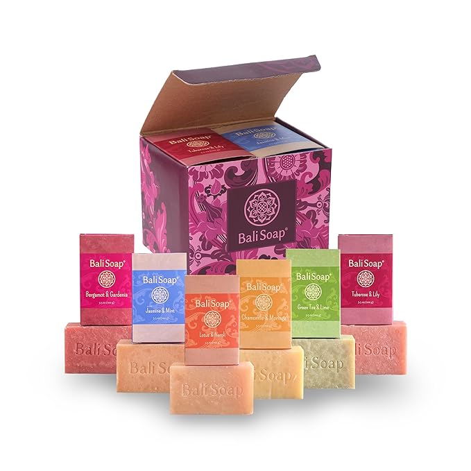 Bali Soap Feminine Collection - Handmade Natural Bar Soap for Women, Floral Scents with Essential Oils, Vegan Cold Process 6-Pack, Moisturizing and Gentle Cleansing for All Skin Types
