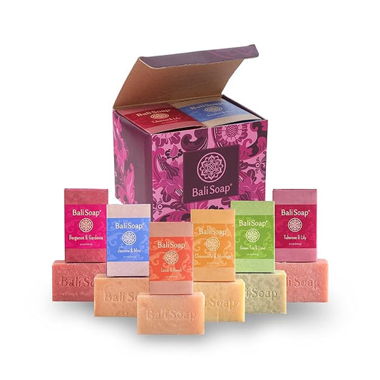 Bali Soap Feminine Collection - Handmade Natural Bar Soap for Women, Floral Scents with Essential Oils, Vegan Cold Process 6-Pack, Moisturizing and Gentle Cleansing for All Skin Types