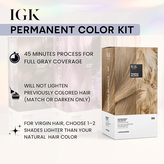 IGK Permanent Hair Dye Color Kit Set of Two | 5N Back To Brown - Natural Brown | 100% Gray Color Coverage + Strengthen + Shine | Ammonia Free