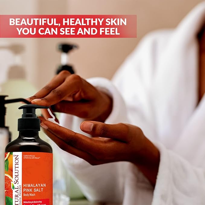 Natural Solution Body Wash 17 fl oz/Each, Revitalizes & Refreshing Your Skin, Formulated with Organic Blood Orange Extracts with Himalayan Pink Salt – Pack of 6
