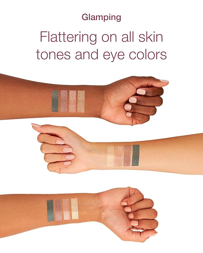 Mineral Fusion Eyeshadow Palette - Four Pressed Powder Shades in Matte, Satin, and Shimmer Finishes - Natural, Lightweight Vegan Eye Makeup - (Glamping)