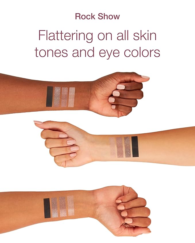 Mineral Fusion Eyeshadow Palette - Four Pressed Powder Shades in Matte, Satin, and Shimmer Finishes - Natural, Lightweight Vegan Eye Makeup - (Rock Show)