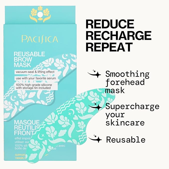 Pacifica Reusable Brow Mask – 100% Silicone Forehead Wrinkle Patch for Brow Lift, Reusable Anti-Wrinkle Pad Smooths Frown Lines, Vegan, Fragrance-Free, Vegan & Cruelty-Free, 1 Piece