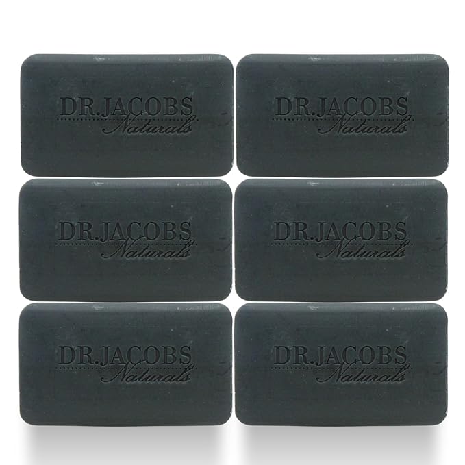Dr Jacobs Naturals, Triple Milled Loofah Exfoliating Castile Bar Soap (Pack of 6) - Free of Parabens, Sulfates, Synthetics, Gltuen and GMO (Muddy Charcoal)