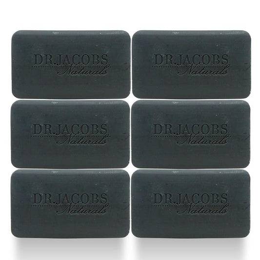 Dr Jacobs Naturals, Triple Milled Loofah Exfoliating Castile Bar Soap (Pack of 6) - Free of Parabens, Sulfates, Synthetics, Gltuen and GMO (Muddy Charcoal)